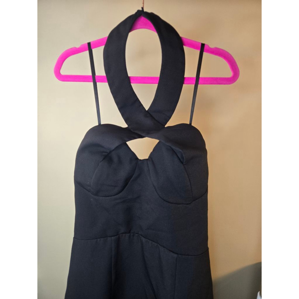 Women's BARIANO Black Halter Neck Maxi Dress L - Picture 10 of 16